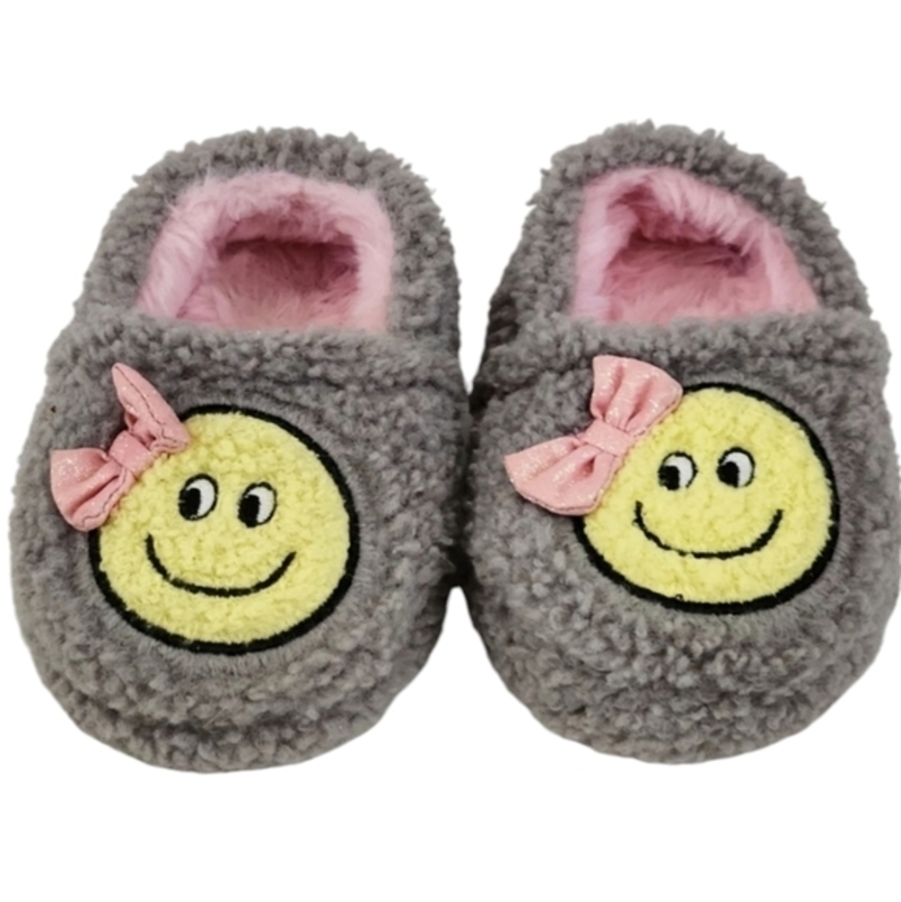 Wonder Nation Toddler Girls Happy Face Slippers (5-6)